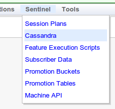 sentinel cassandra menu item