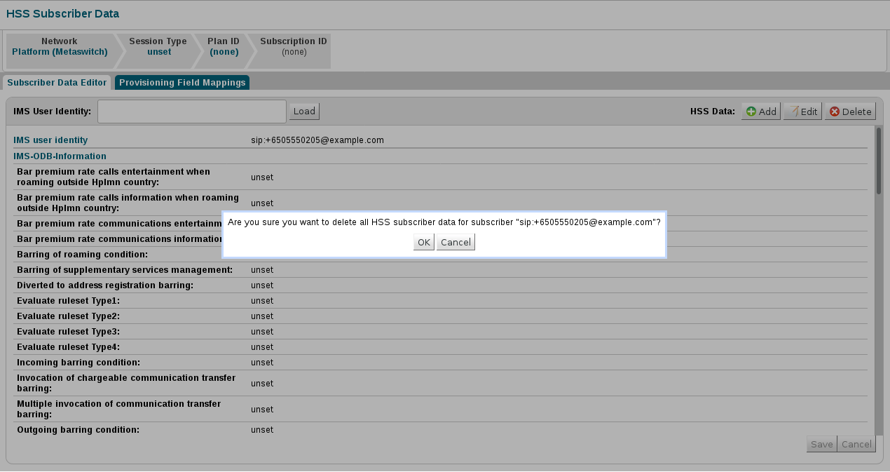 remove hss data popup