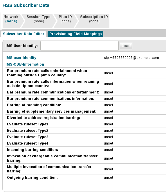 loaded hss subscriber data